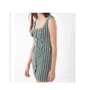 Urban Outfitters Stripped Corduroy Mini Dress Green White Size 2